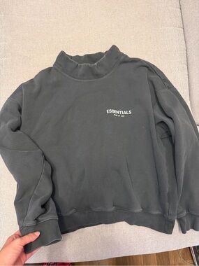 Essentials Black Crewneck Sweatshirt with White Logo